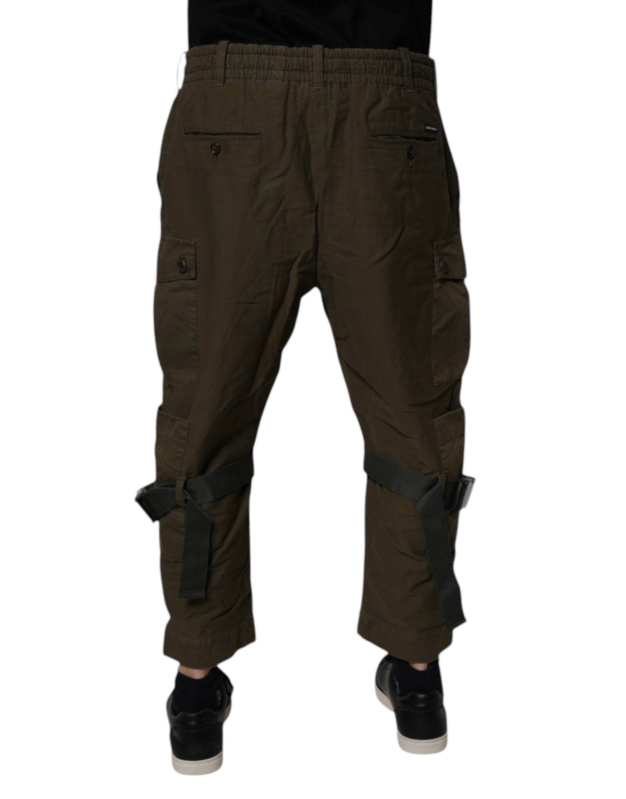 Brown Cotton Stretch Cargo Pants