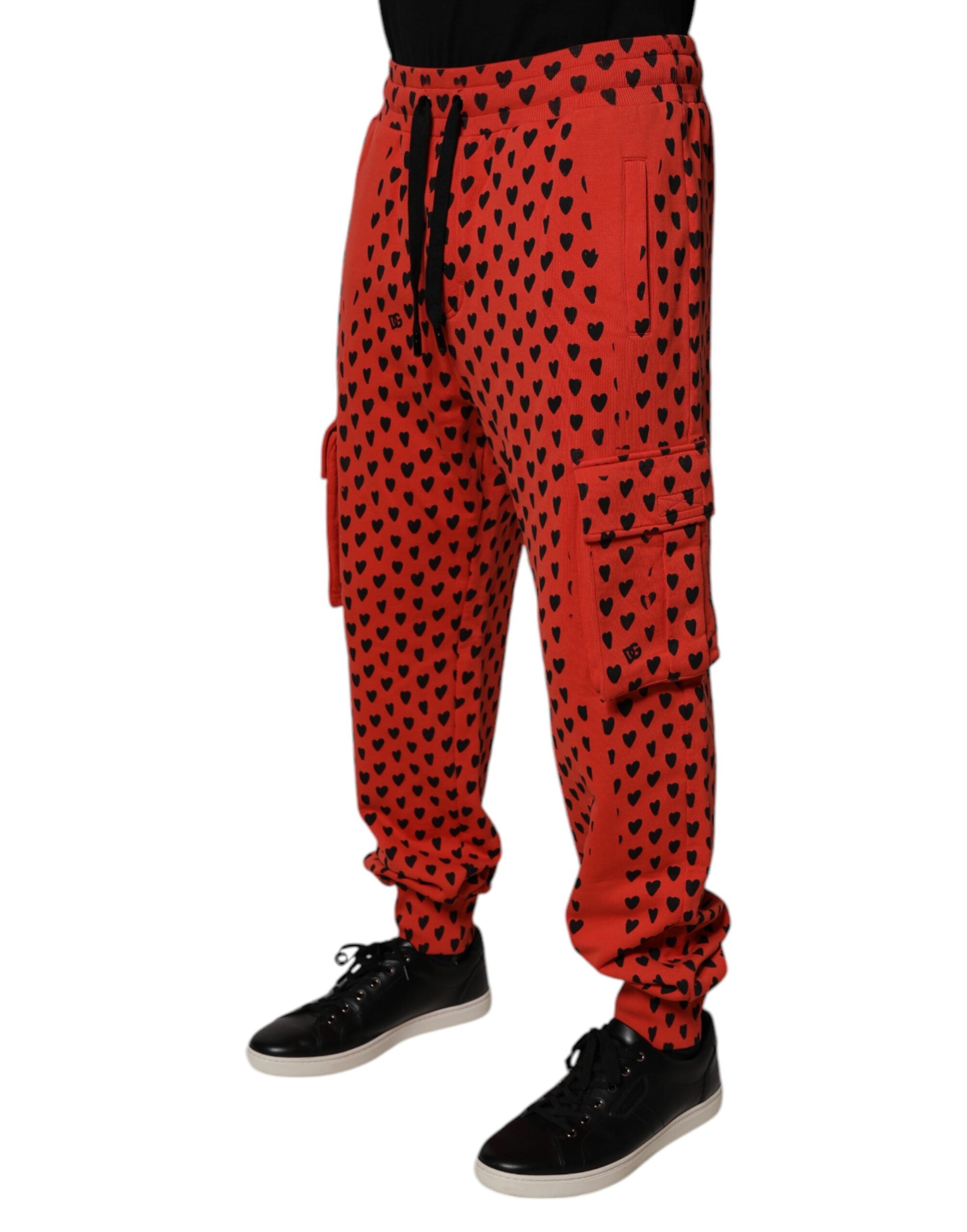 Red Hearts Cargo Jogger Men Sweatpants Pants