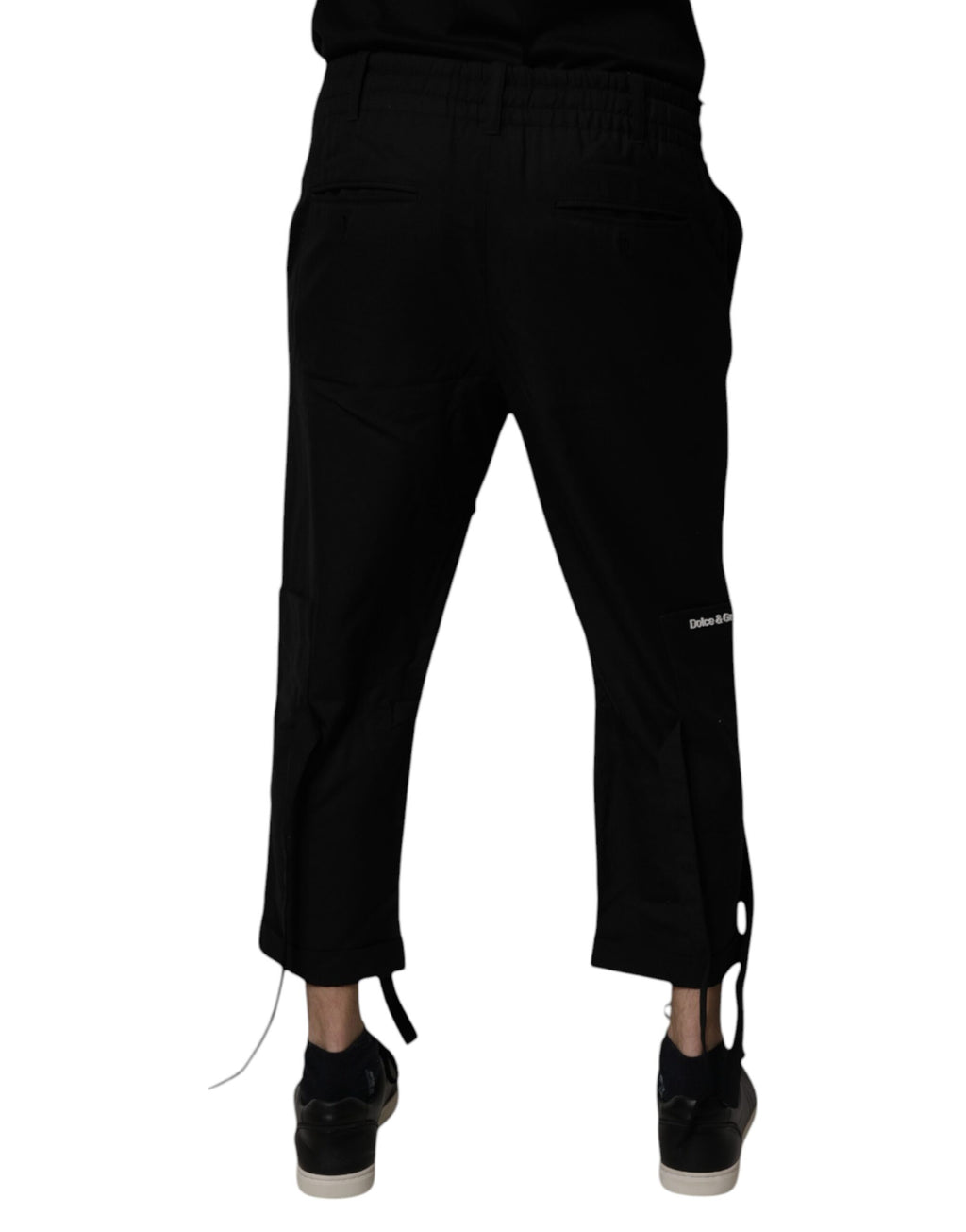 Black Polyester Men Cropped Pants