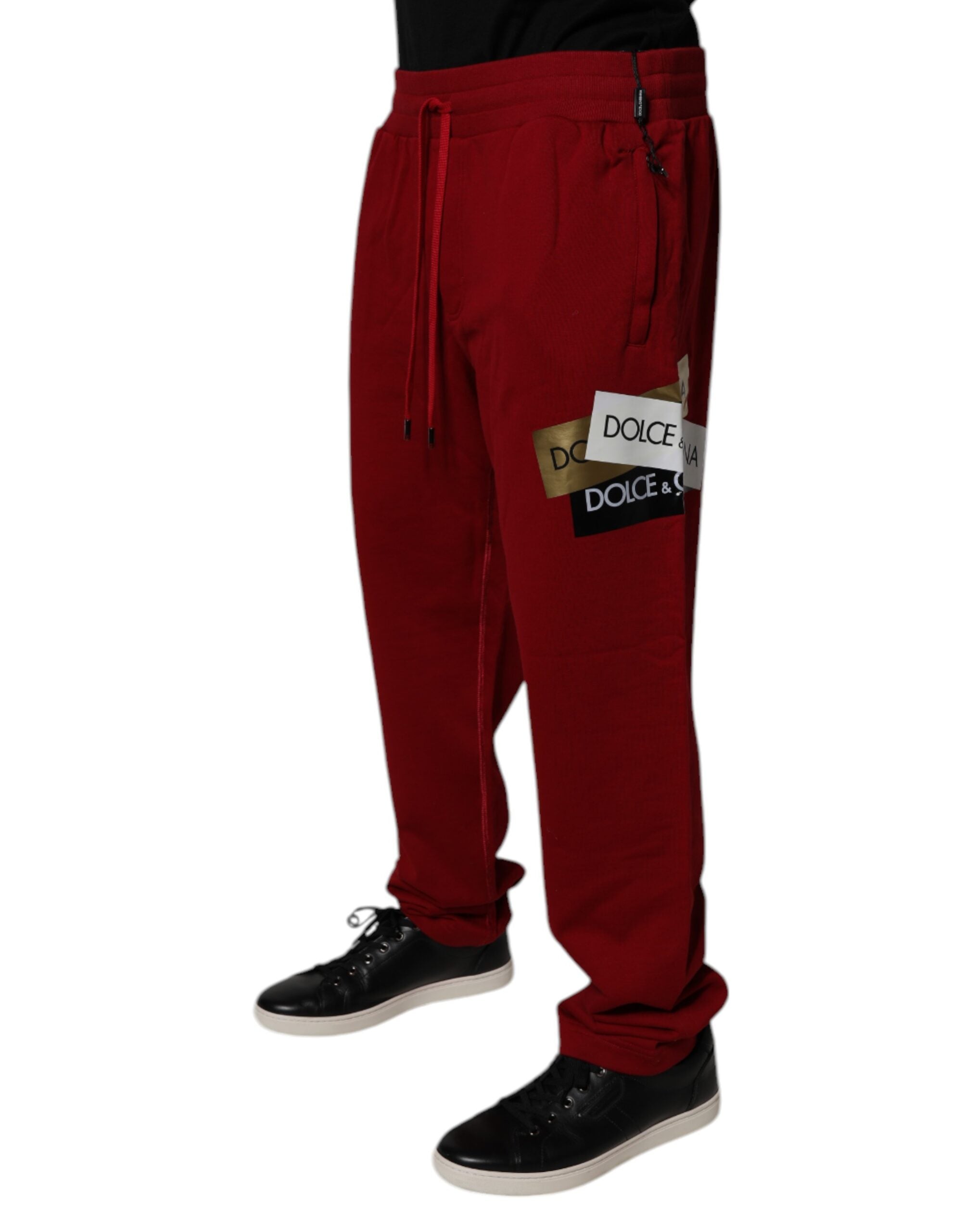 Red Logo Tape Cotton Jogger Sweatpants Pants