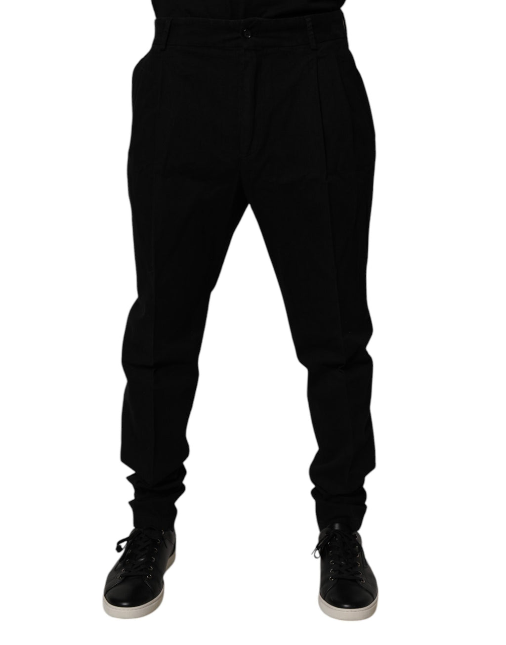 Black Cotton Stretch Skinny Pants