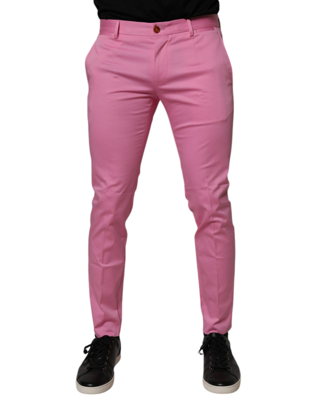 Pink Cotton Slim Fit Men Dress Formal Pants
