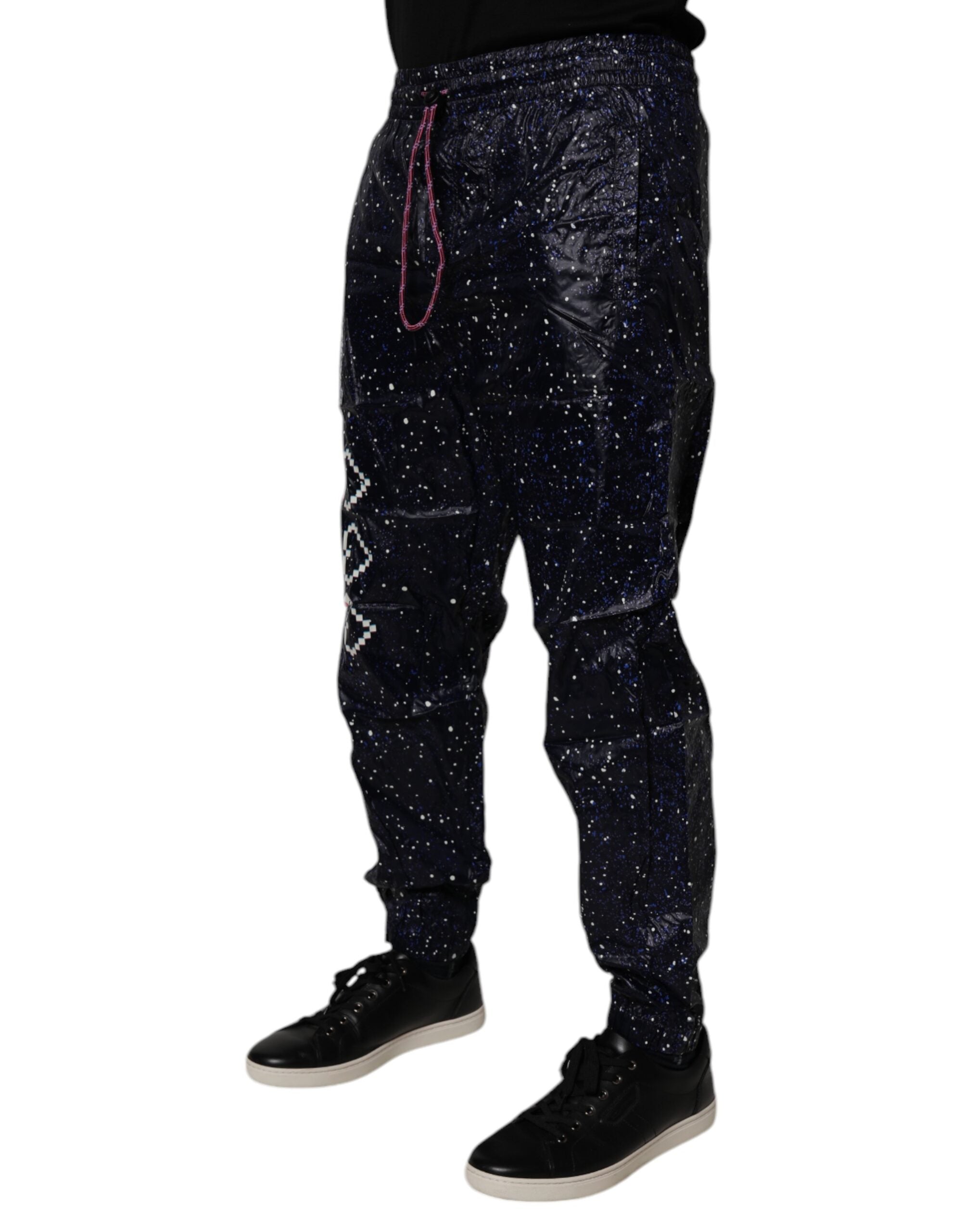 Dark Blue DG Game Print Cotton Jogger Pants
