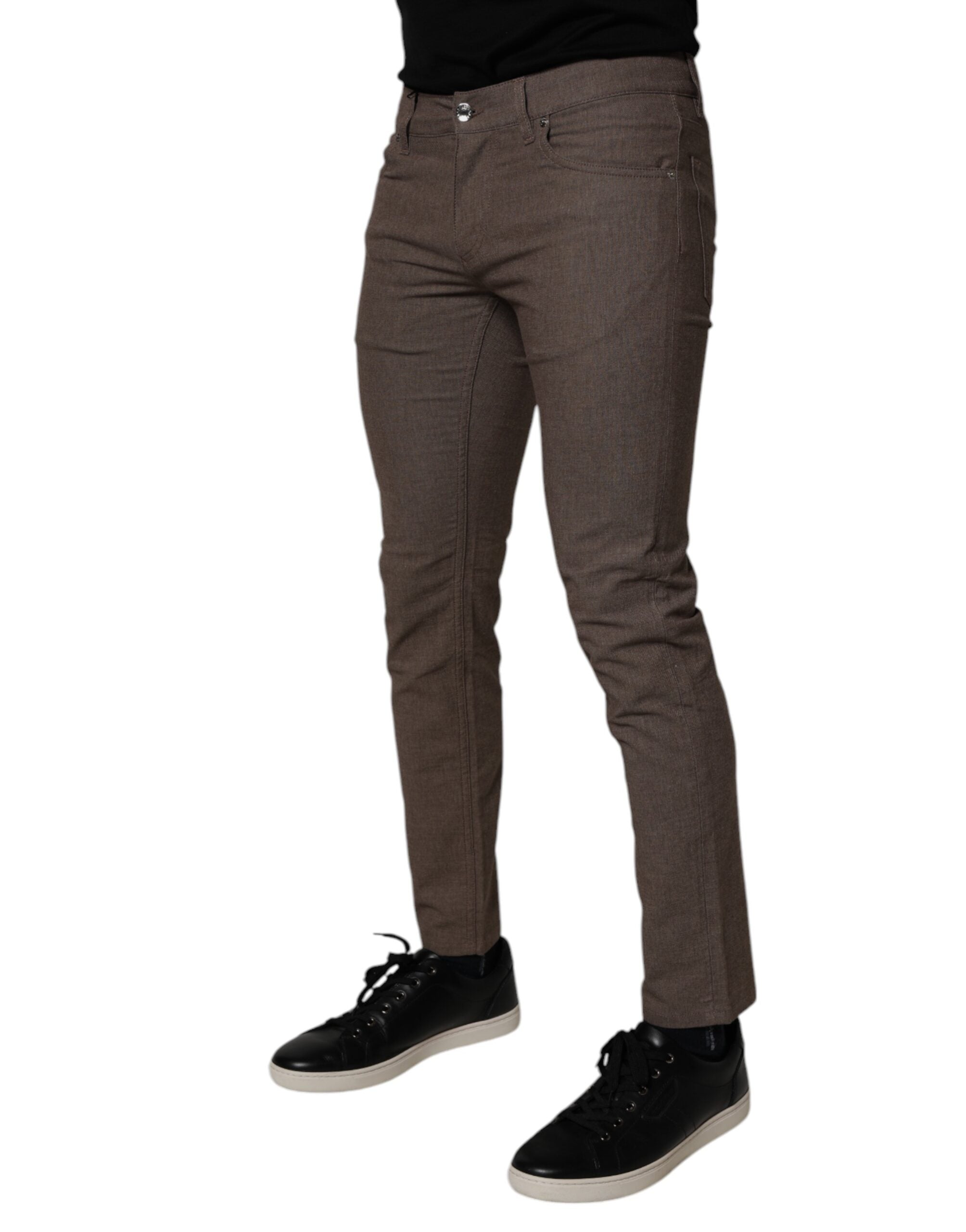 Brown Cotton Stretch Chino Pants