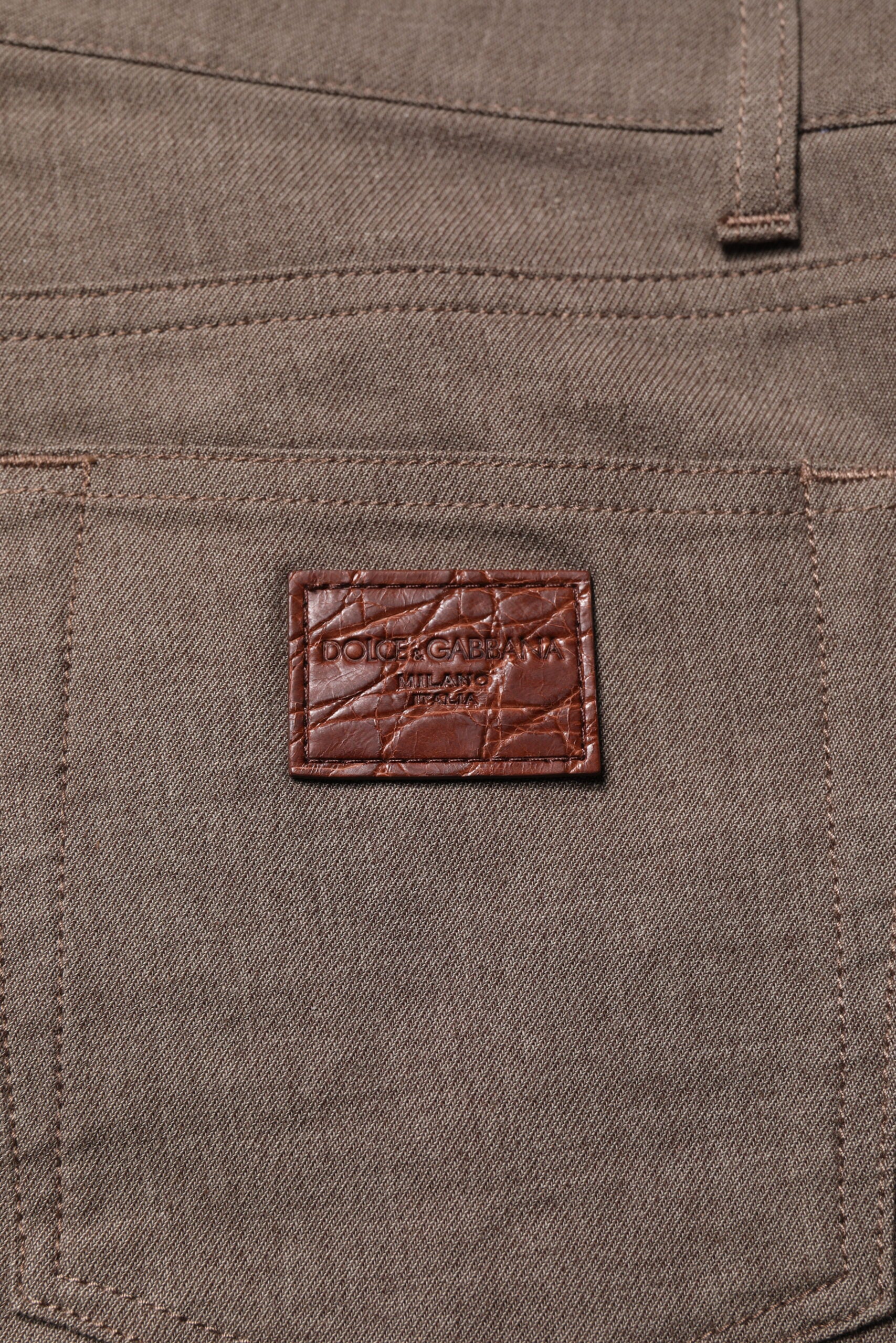 Brown Cotton Stretch Chino Pants