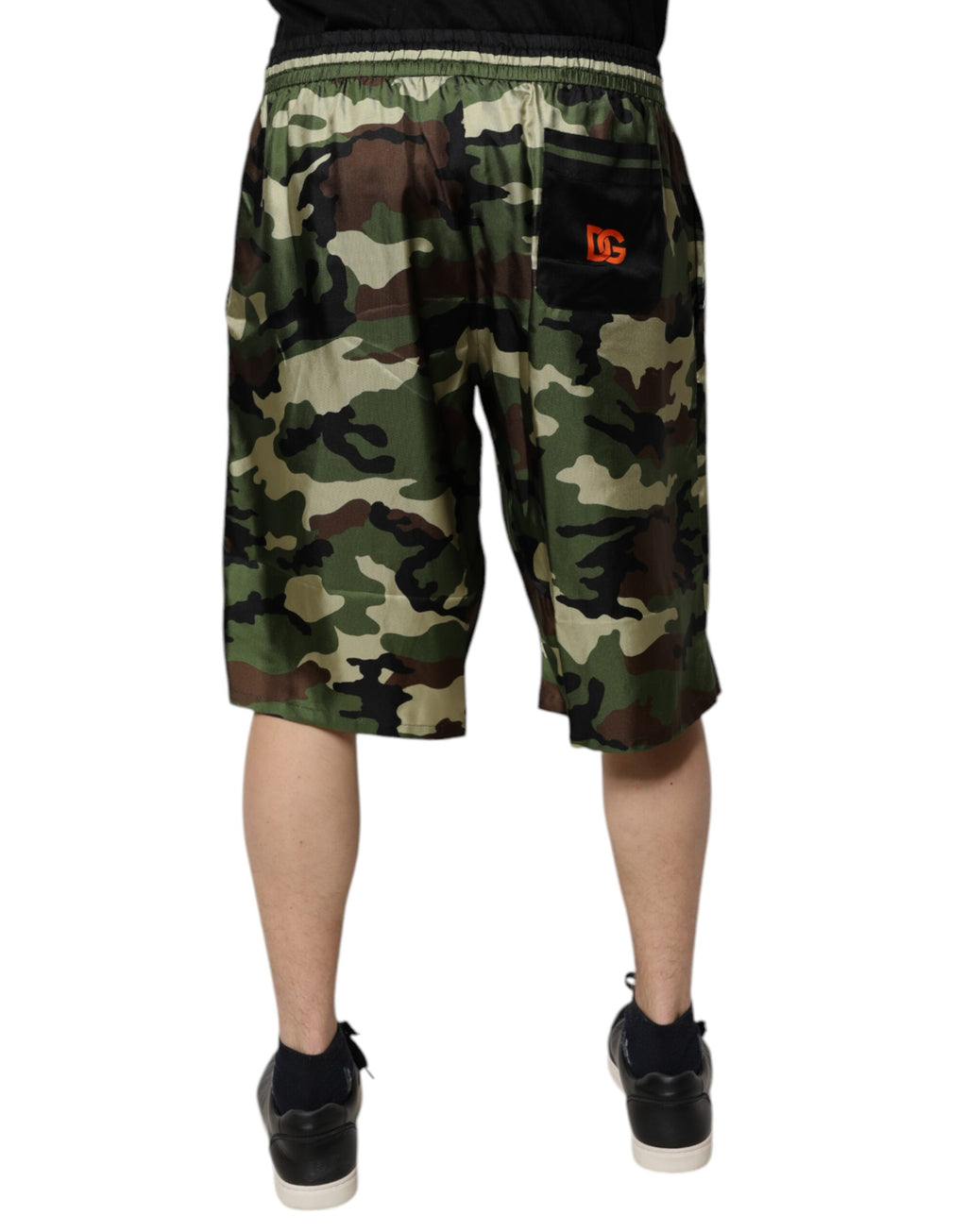 Multicolor Camouflage Silk Mid Waist Bermuda Shorts