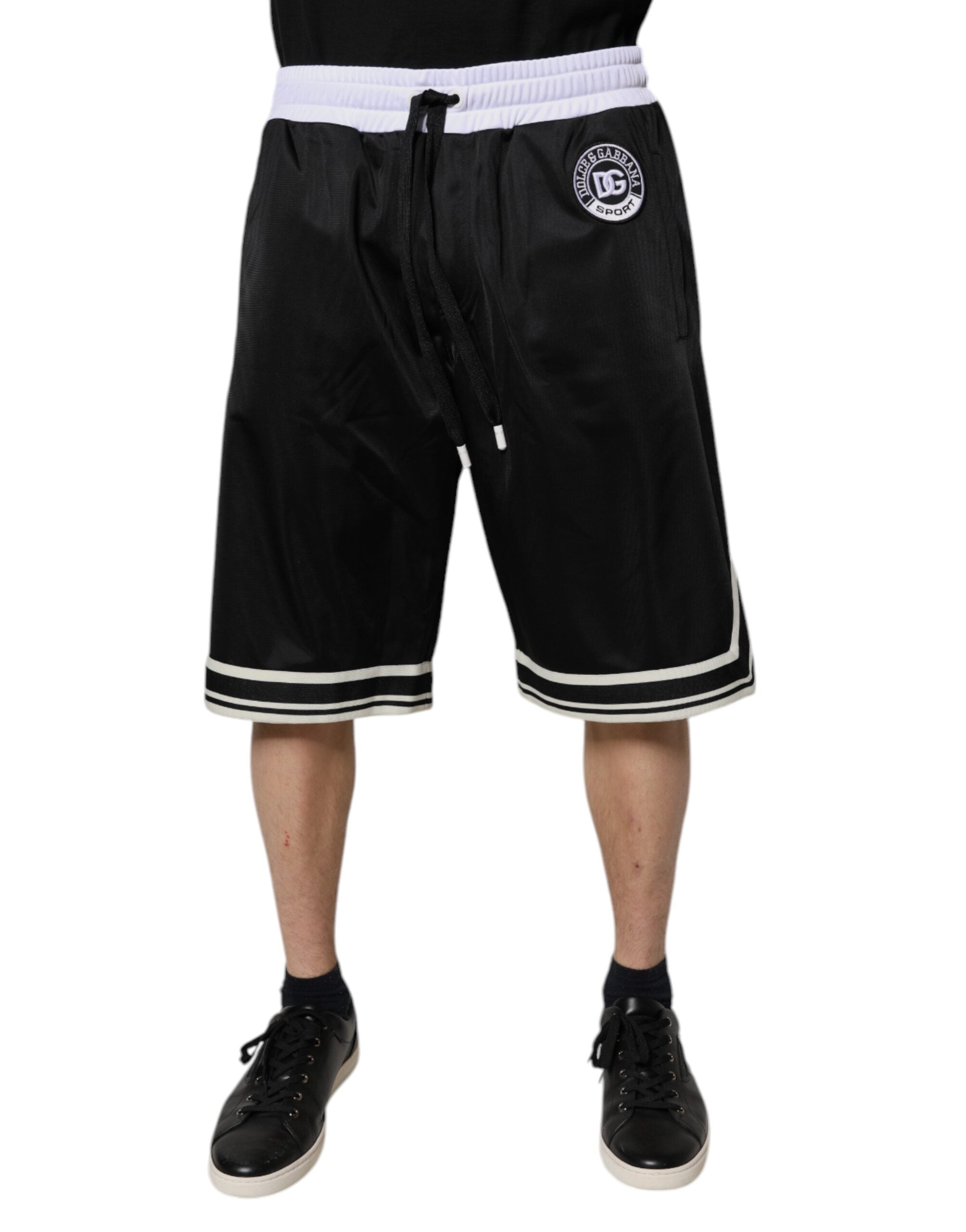 Dolce & Gabbana Black White Men Bermuda Sweatshorts Shorts
