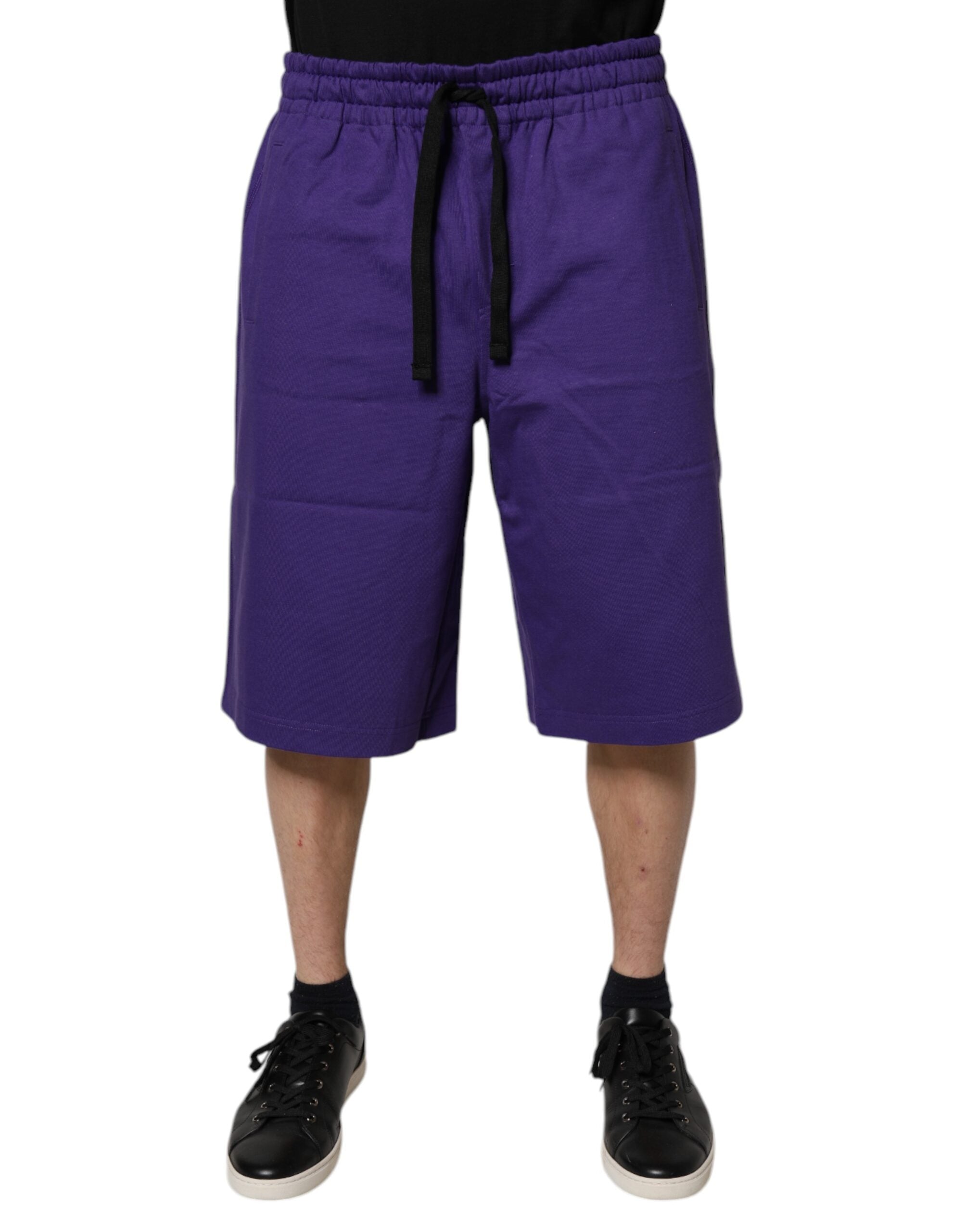 Purple Cotton Men Bermuda Sweatshorts Shorts