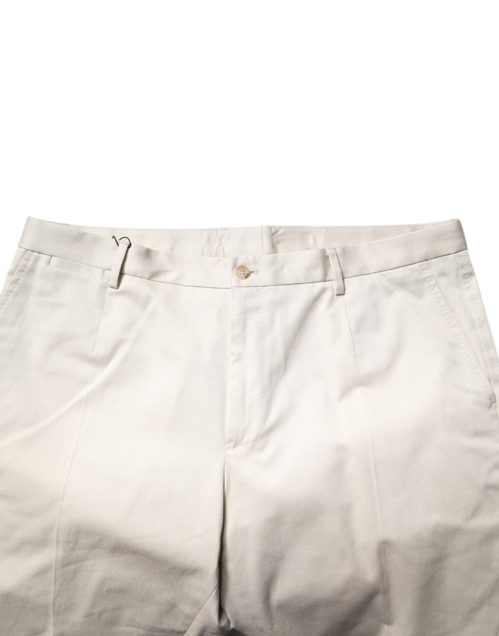 Beige Cotton Stretch Mid Waist Bermuda Shorts