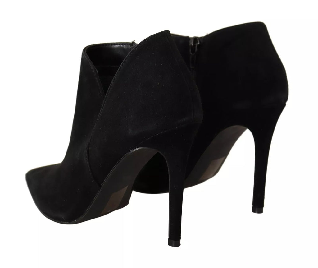 Black Suede Leather Stiletto Heels Boots Shoes