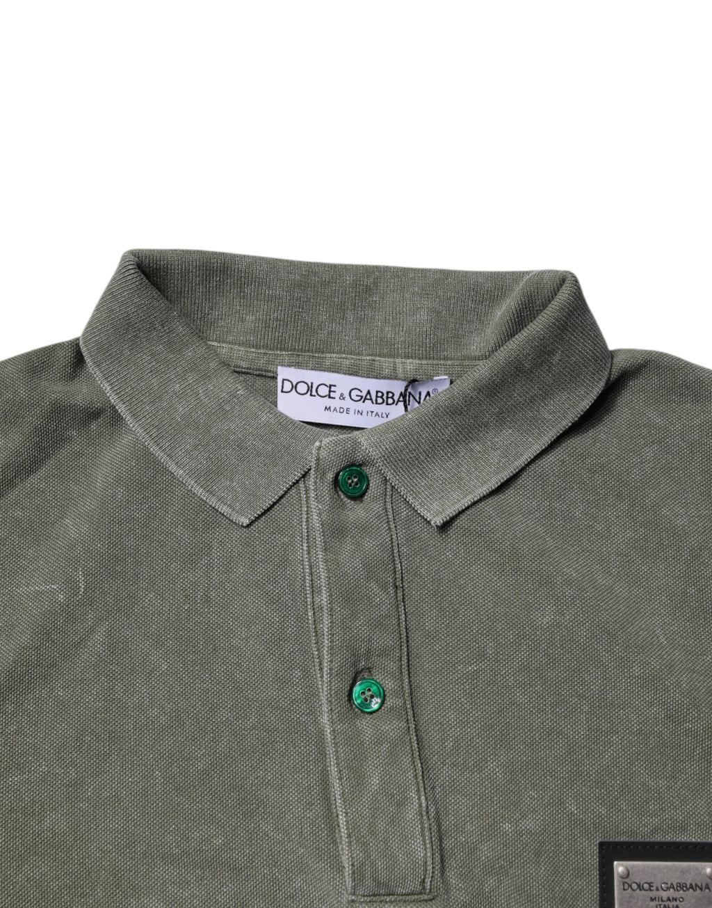 Army Green Logo Plaque Cotton Polo Shirt T-shirt