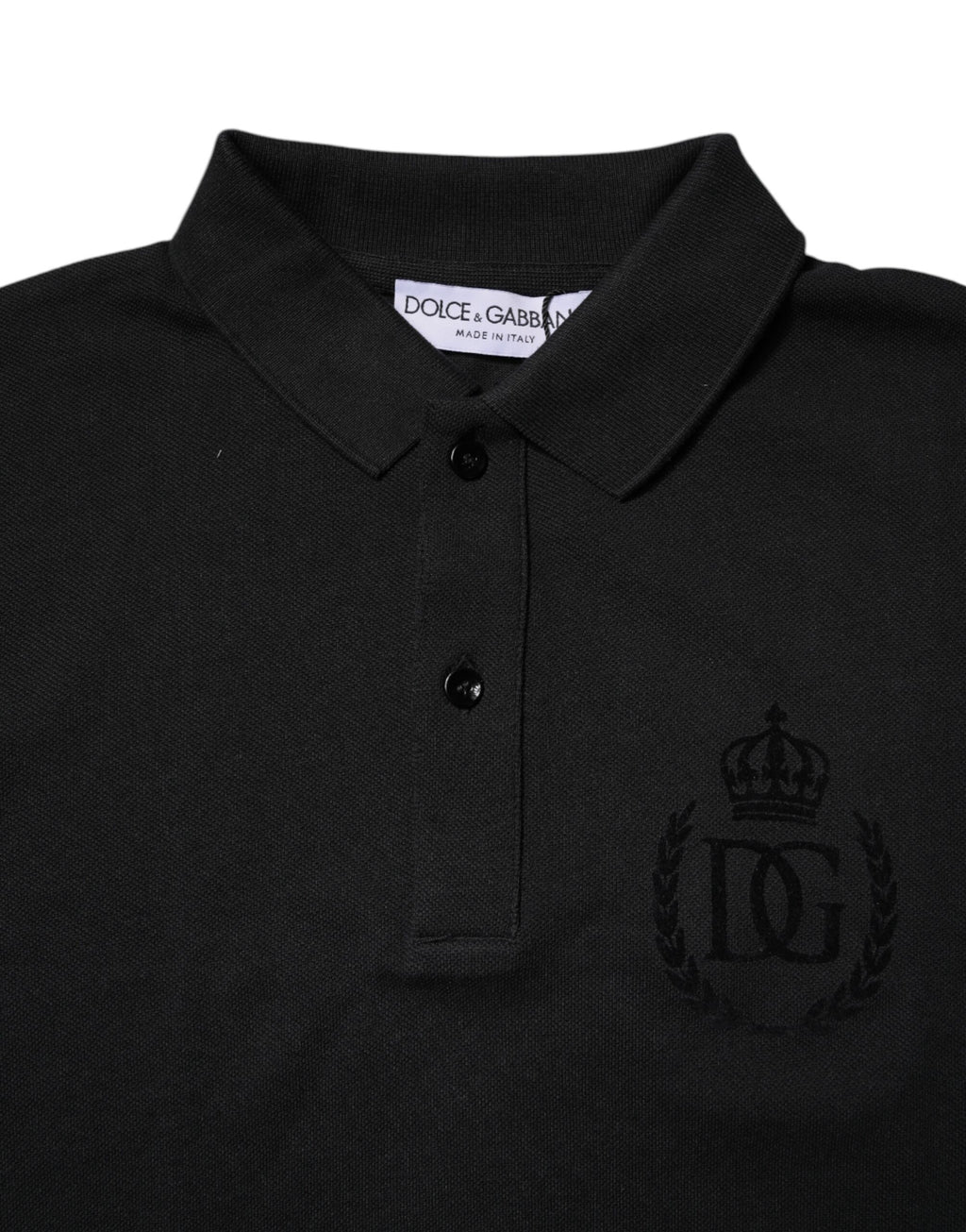 Black Cotton DG Logo Collared Polo T-shirt