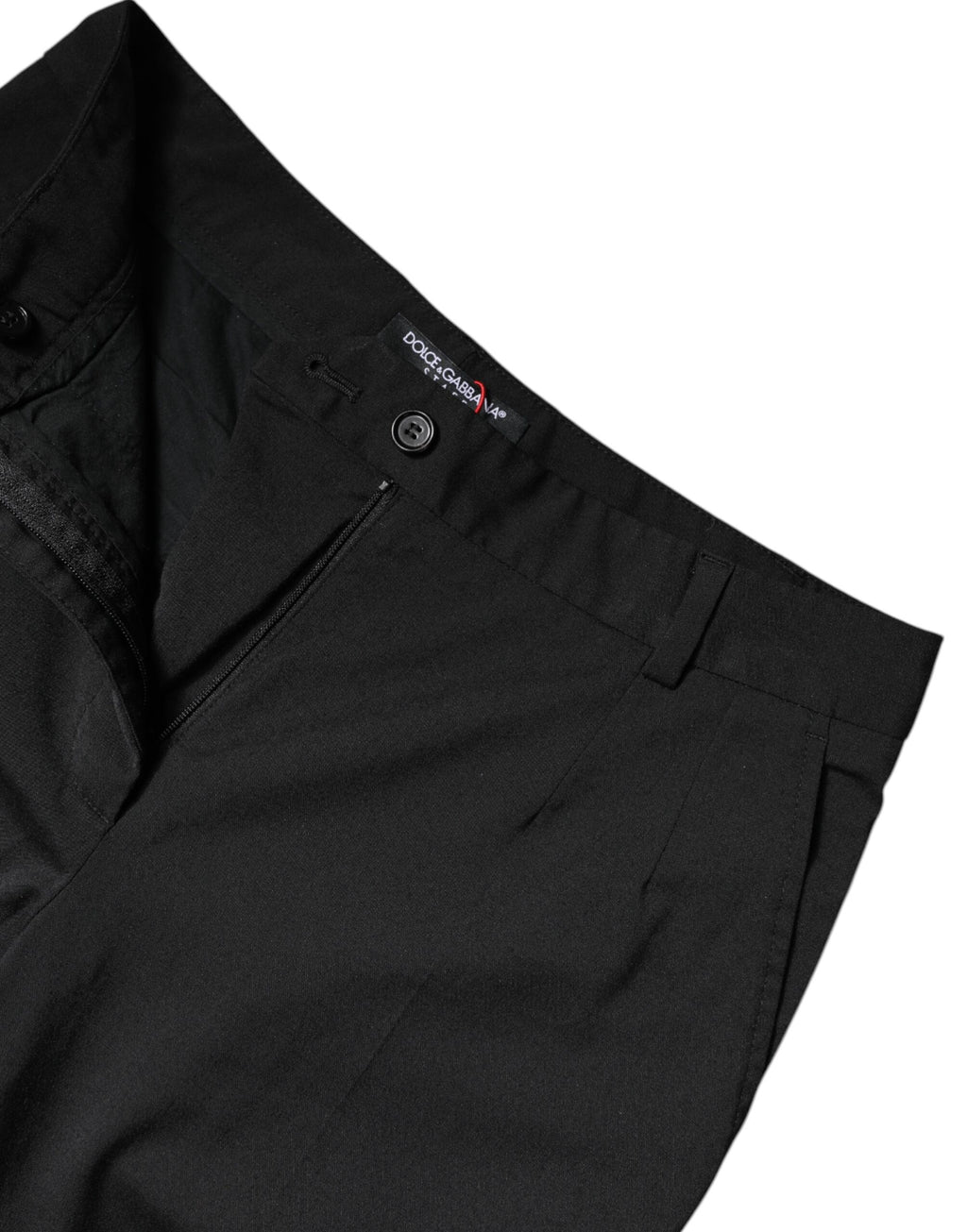 Black Polyester High Waist Slim Pants