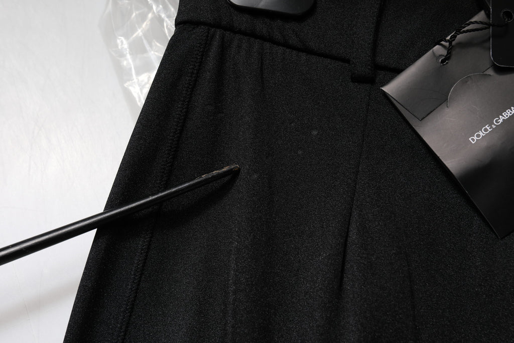 Black Nylon High Waist Slim Fit Pants