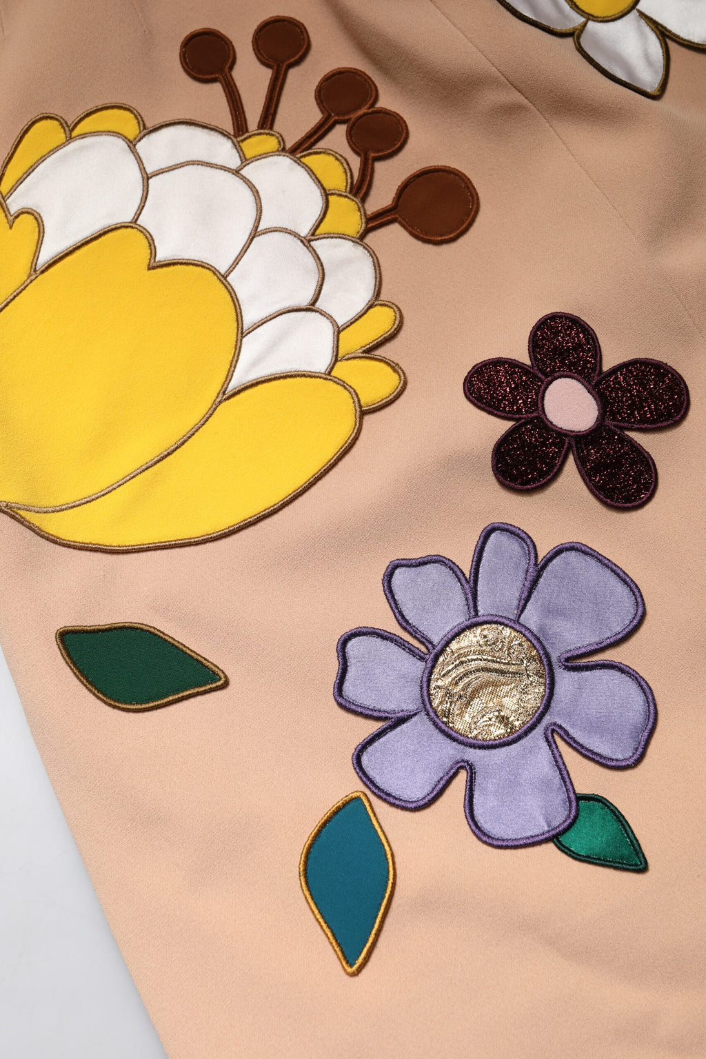 Beige Floral High Waist Pencil Cut Skirt