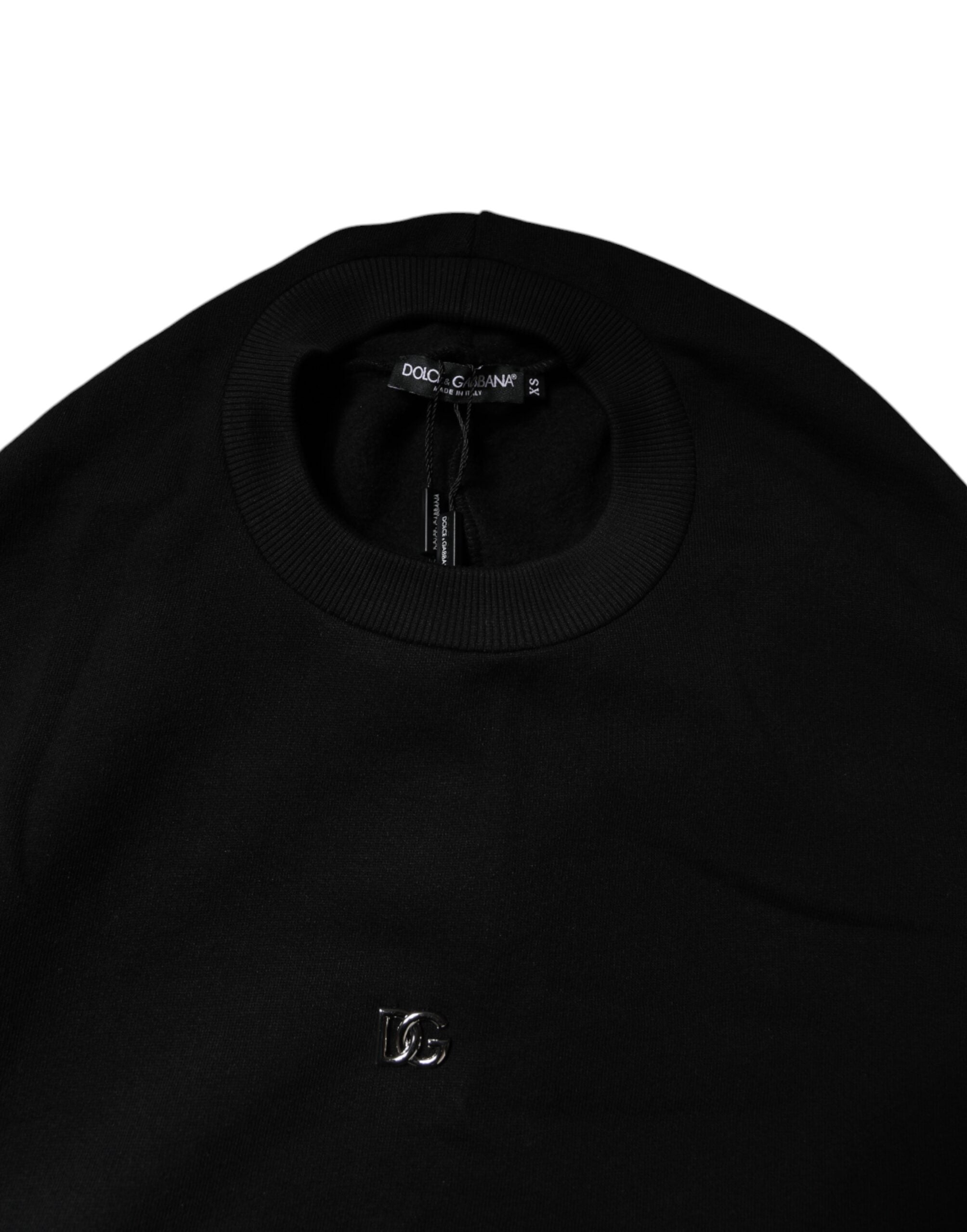 Black Cotton Crew Neck Sweatshirt Sweater