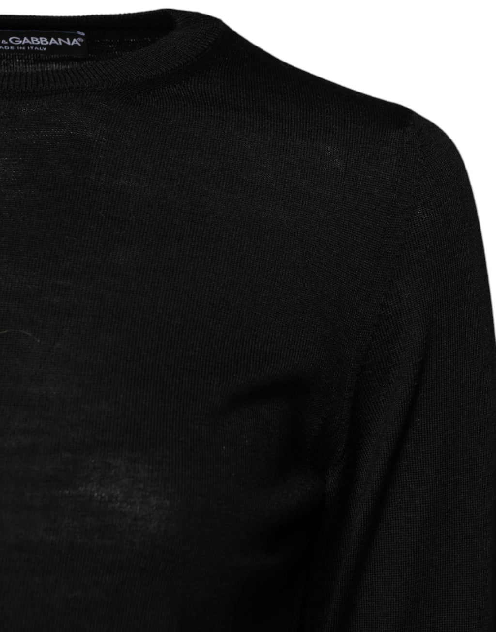 Black Wool Knit Crew Neck Pullover Sweater