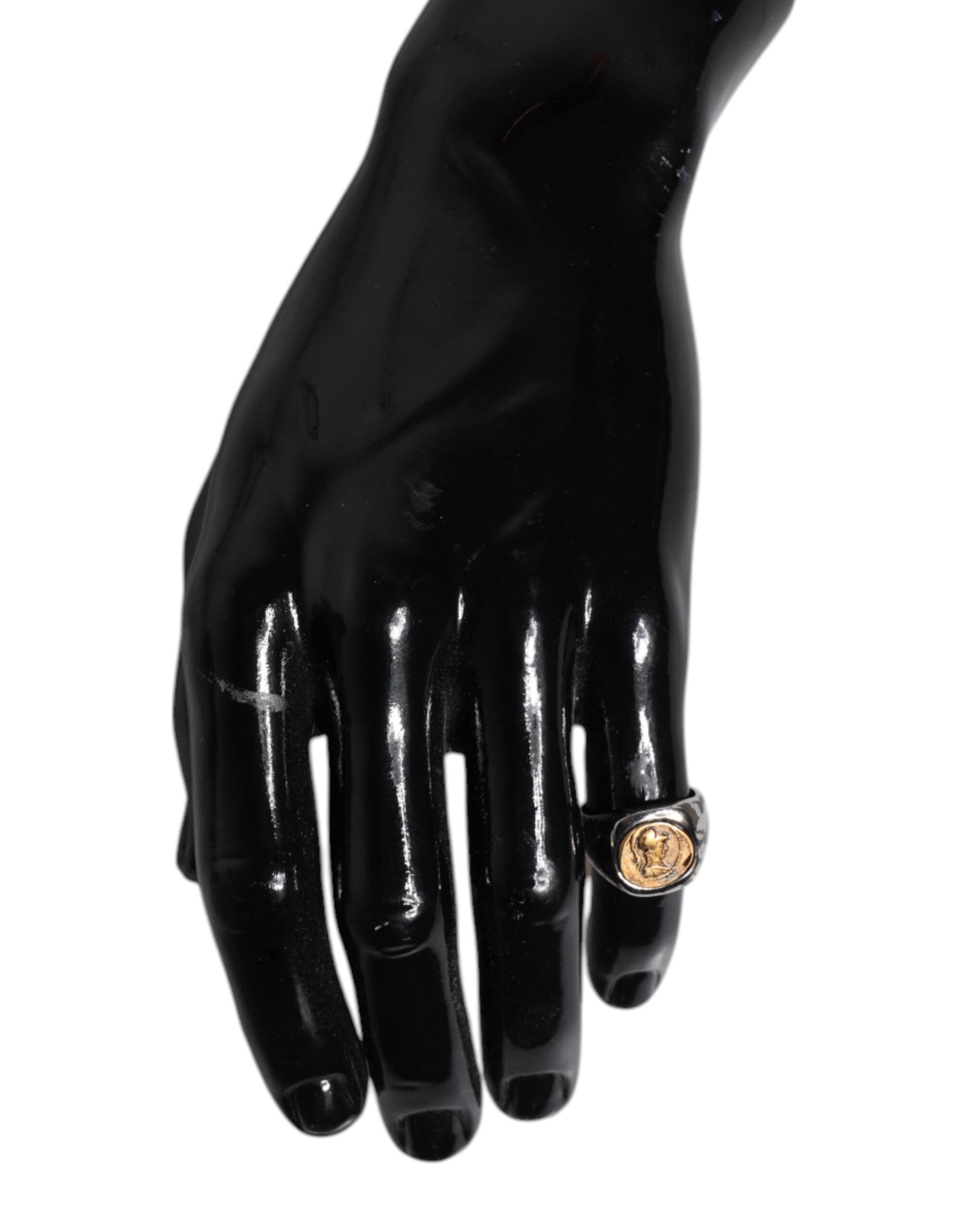 Silver Tone Engraved Two Color Real Brass Ring