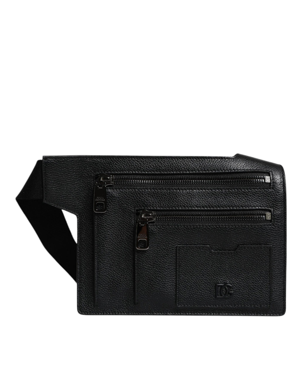 Black Calfskin Leather Messenger Crossbody Bag