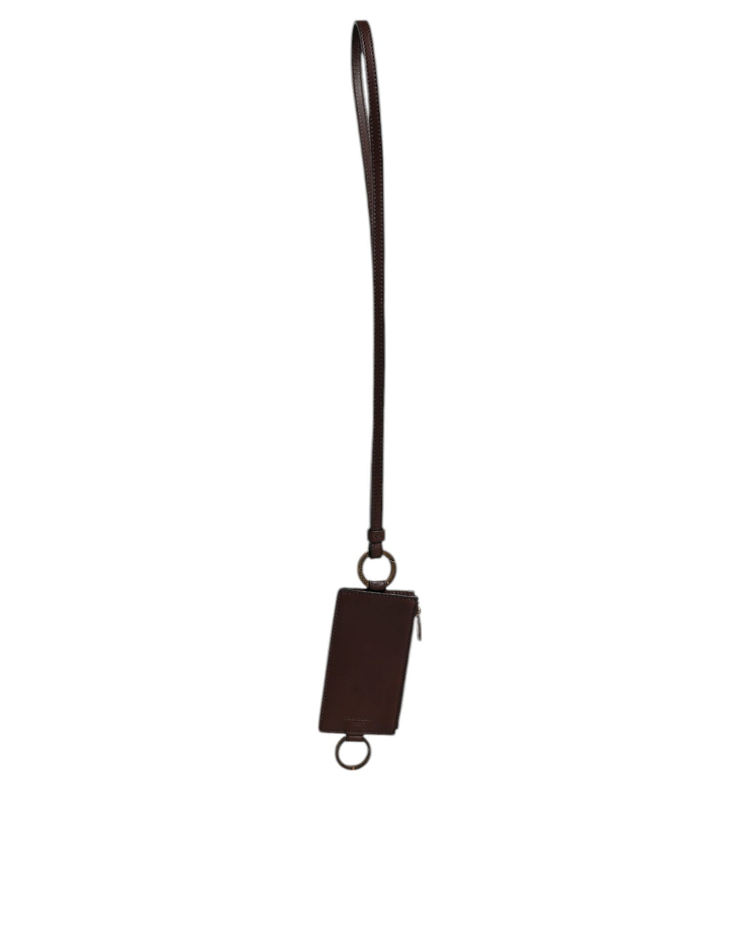 Brown Calf Leather Lanyard Logo Card Holder Wallet