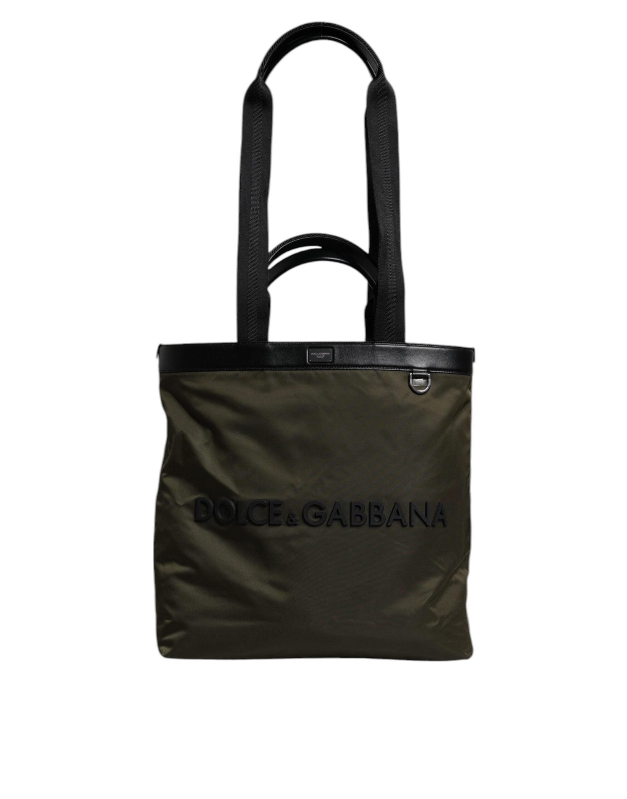 Military Green Nylon Shoulder Strap Tote Bag