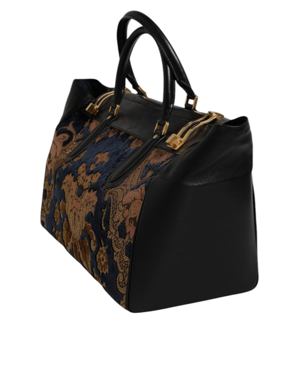 Black Floral Jacquard Handbag Shoulder Tote Bag