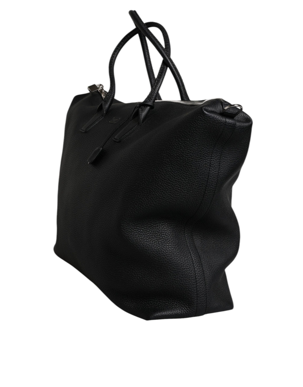 Black Calfskin Leather Hand Shoulder Duffle Bag