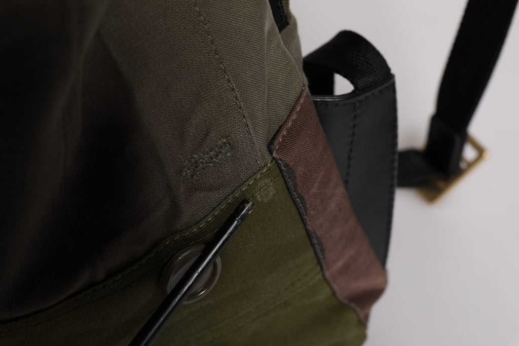 Military Green Patchwork Rucksack Backpack Bag