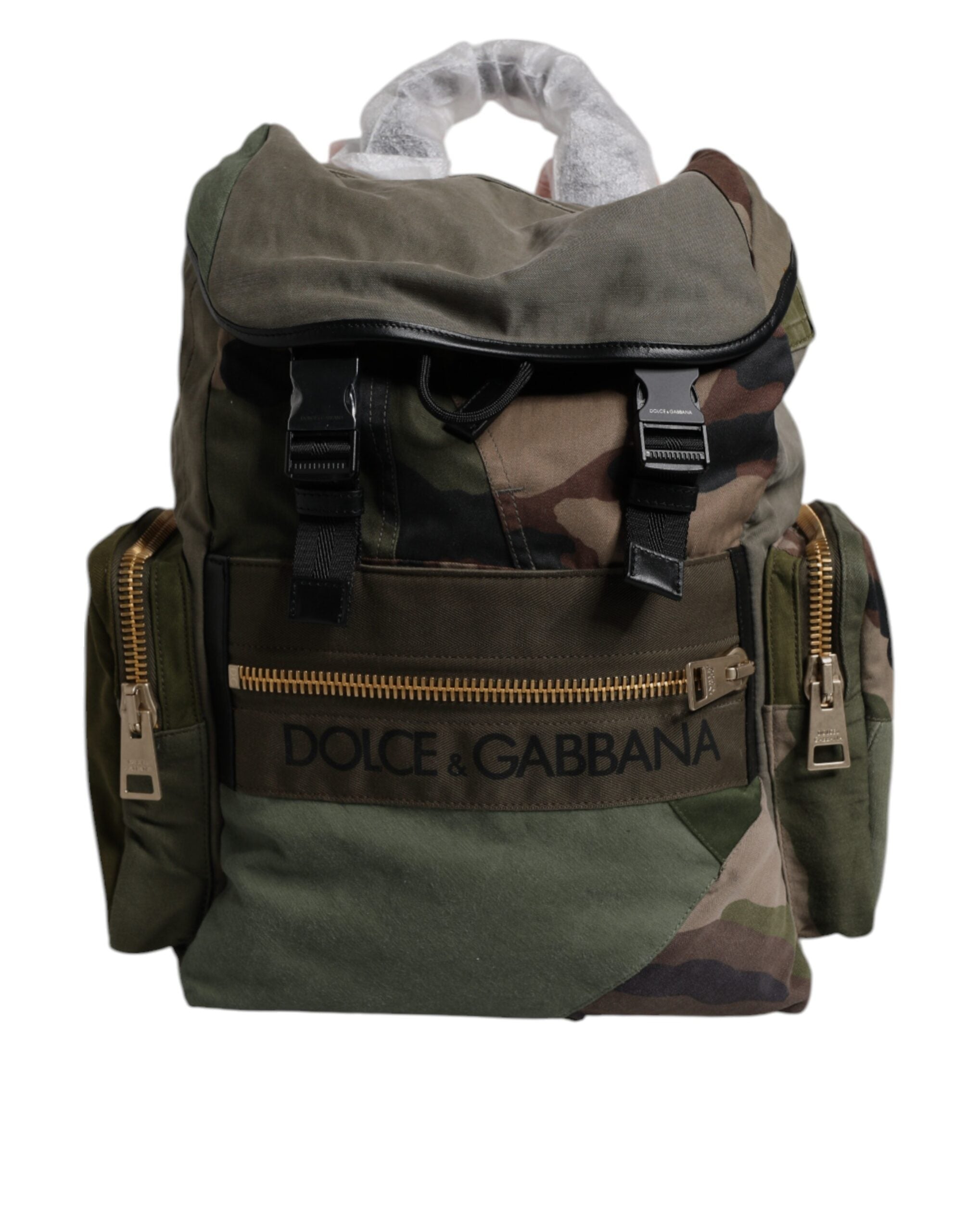 Military Green Patchwork Travel Backpack Bag