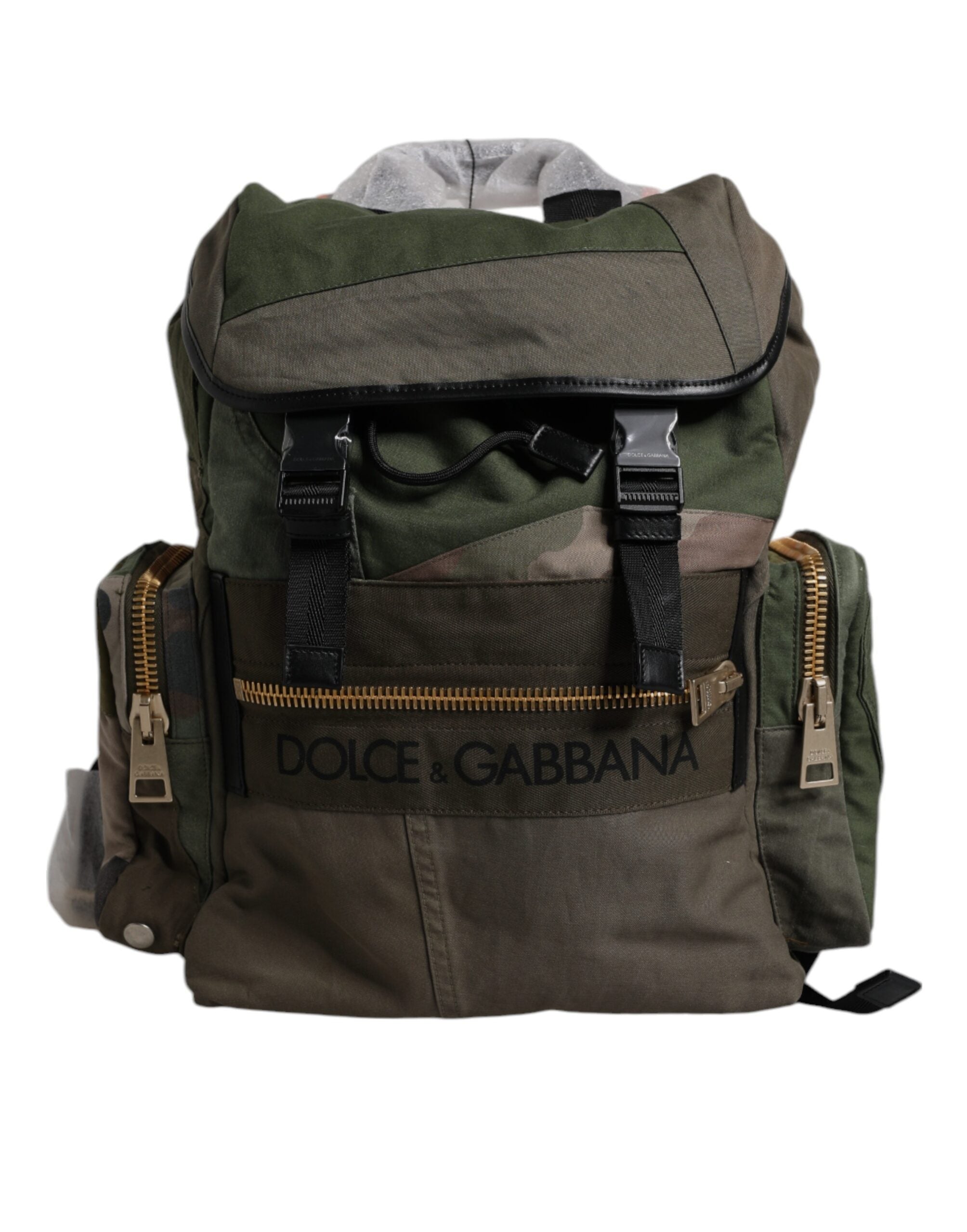 Military Green Patchwork Travel Backpack Bag