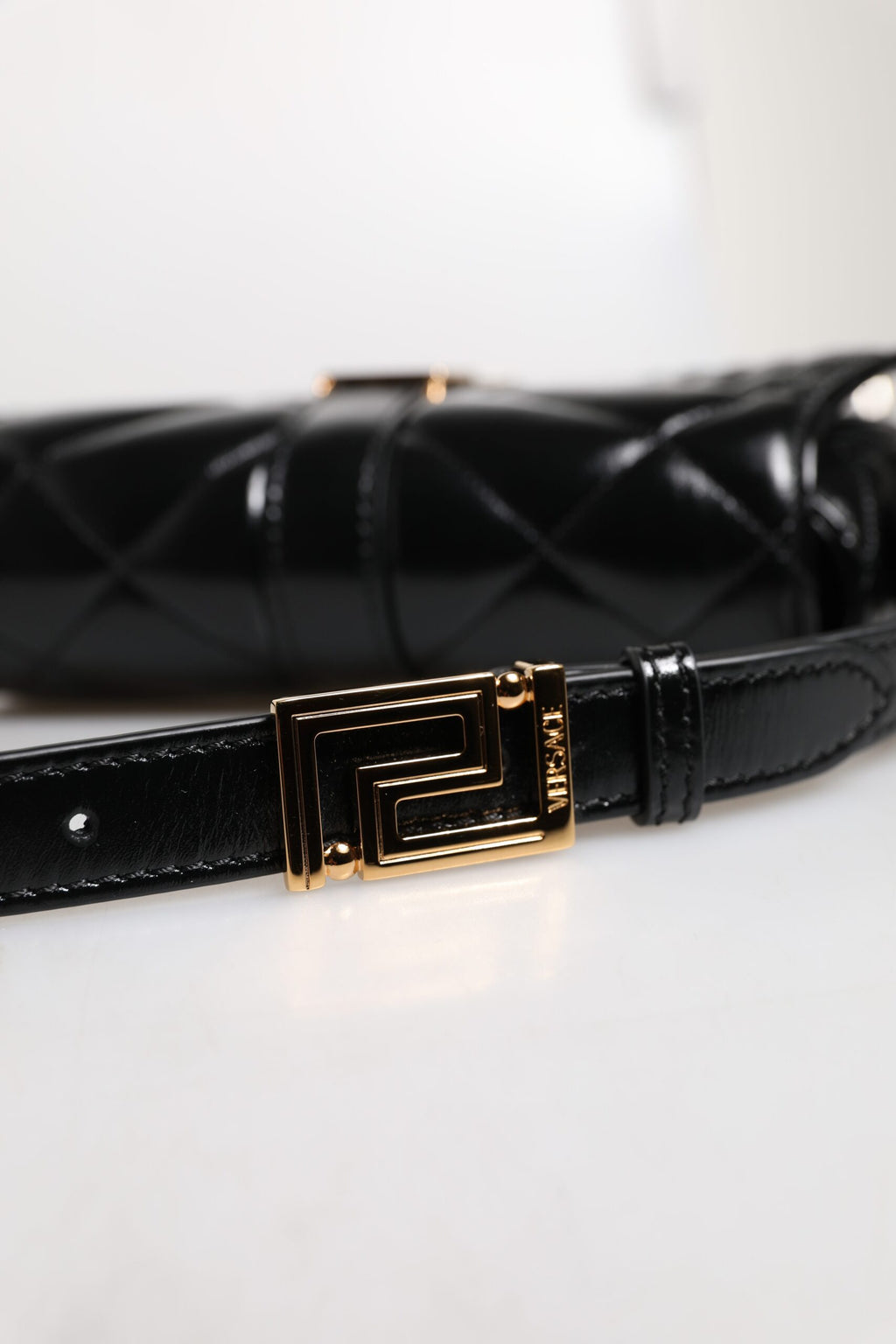 Black Calf Leather Quilted Shoulder Strap Bag