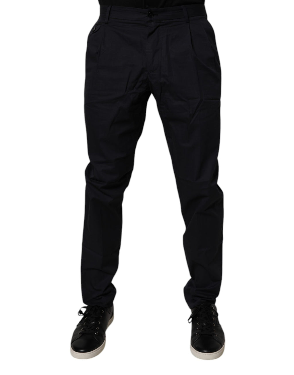 Dark Blue Cotton Tapered Formal Pants