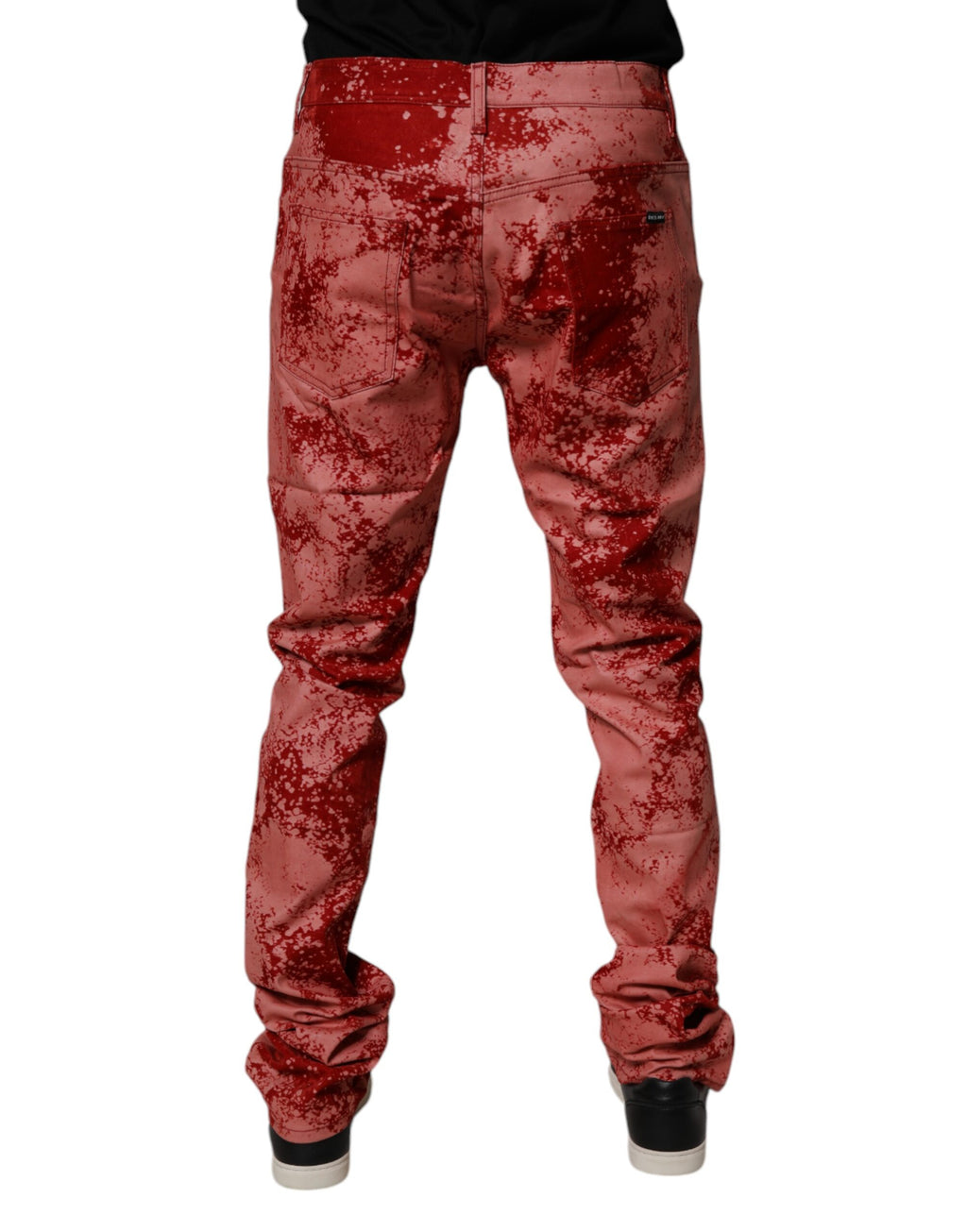 Red Tie Dye Cotton Skinny Men Denim Jeans