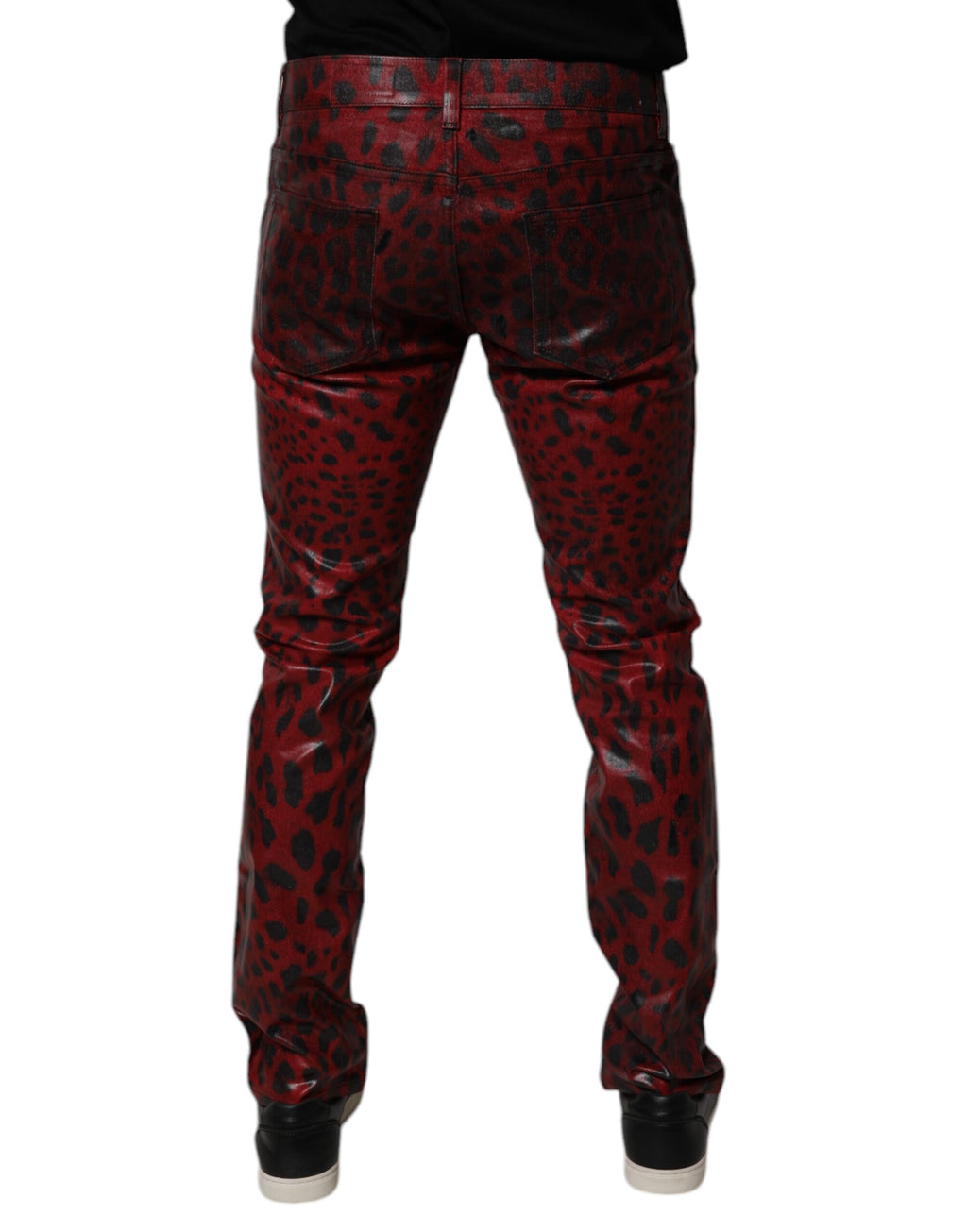 Red Leopard Cotton Skinny Men Denim Jeans
