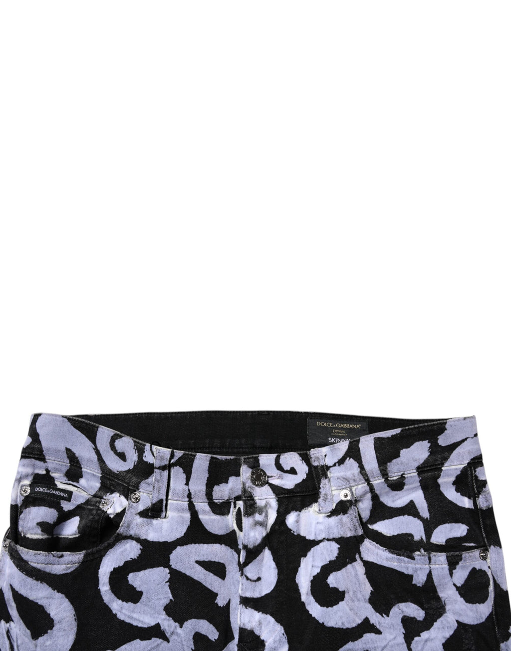 Black Logo Monogram Cotton Skinny Denim Jeans