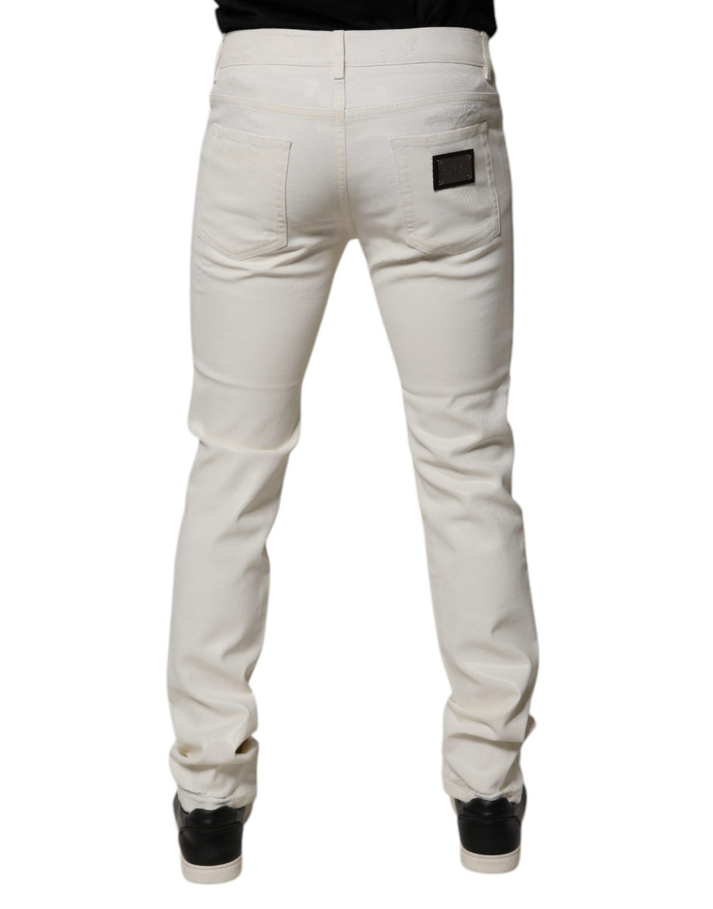 Off White Cotton Stretch Skinny Denim Jeans
