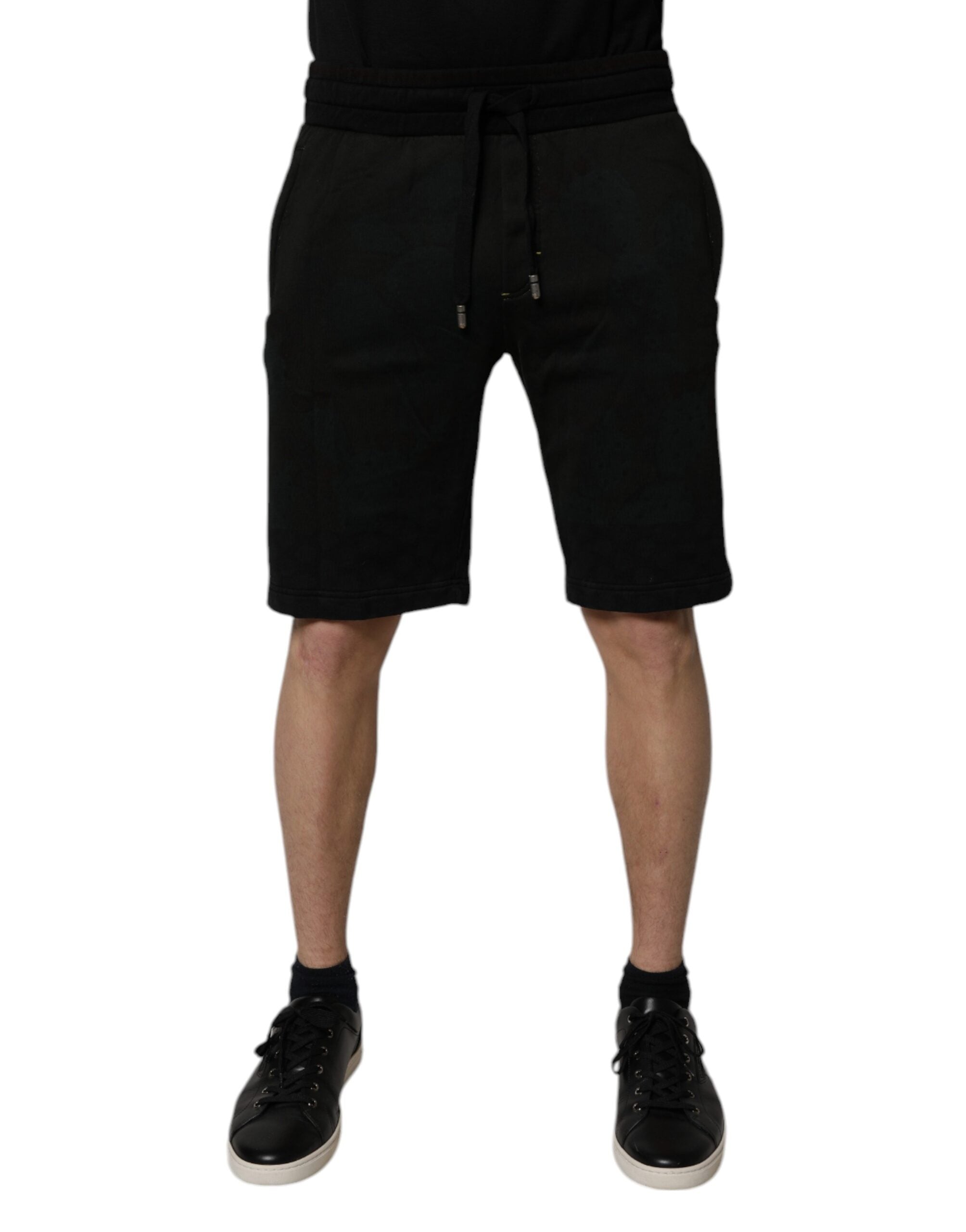 Black Cotton Sweatshorts Men Bermuda Shorts