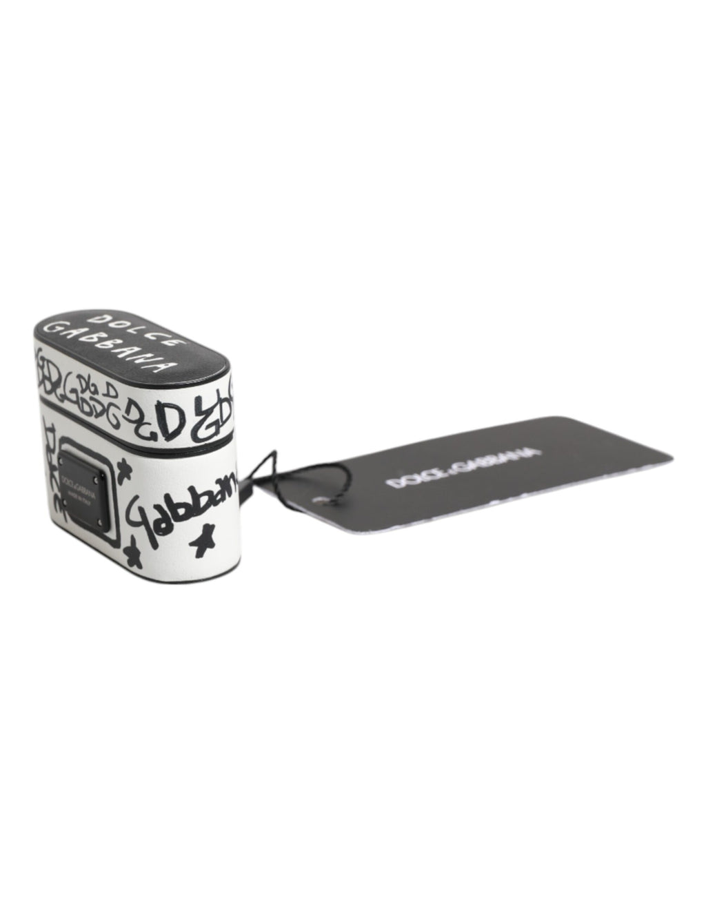 Black White Leather Scribble Embossed Logo Airpods Case