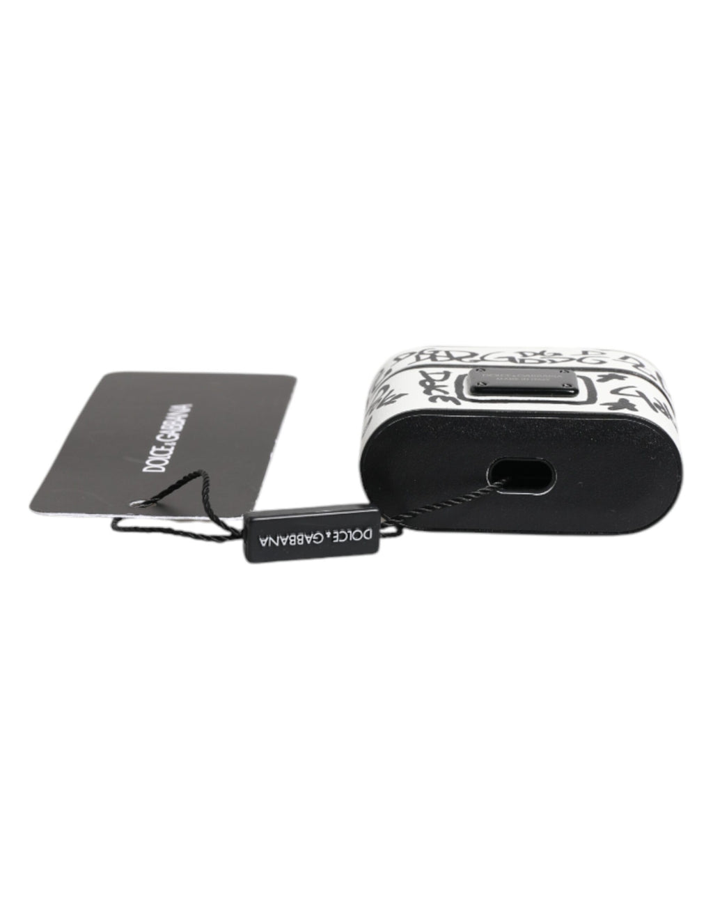Black White Leather Scribble Embossed Logo Airpods Case