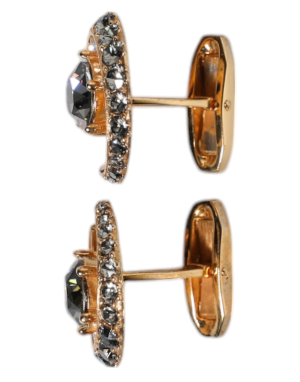 Brass Gold Black Crystal Luna Cufflink