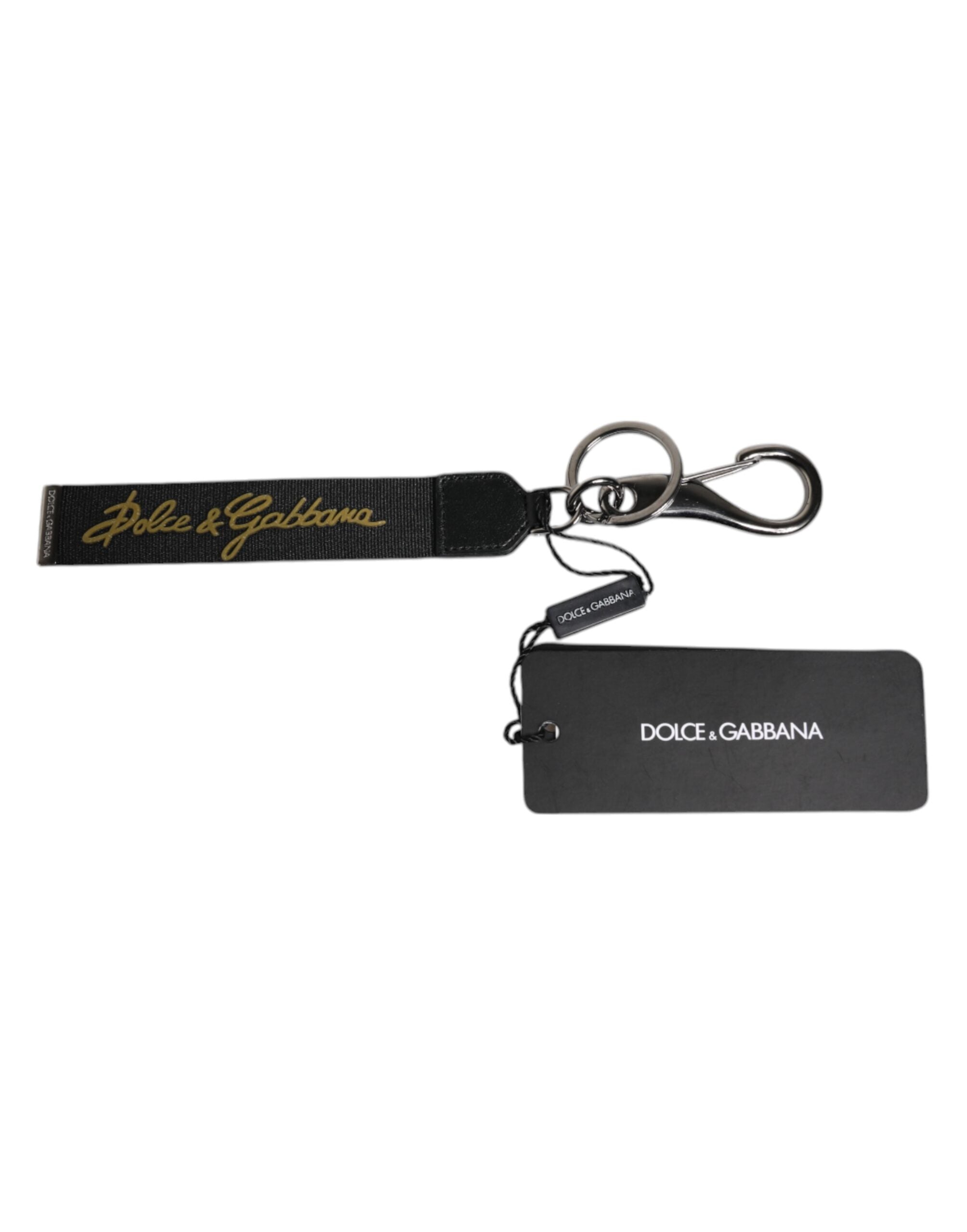 Black Logo Nylon Silver Brass Men Holder Keychain Keyring