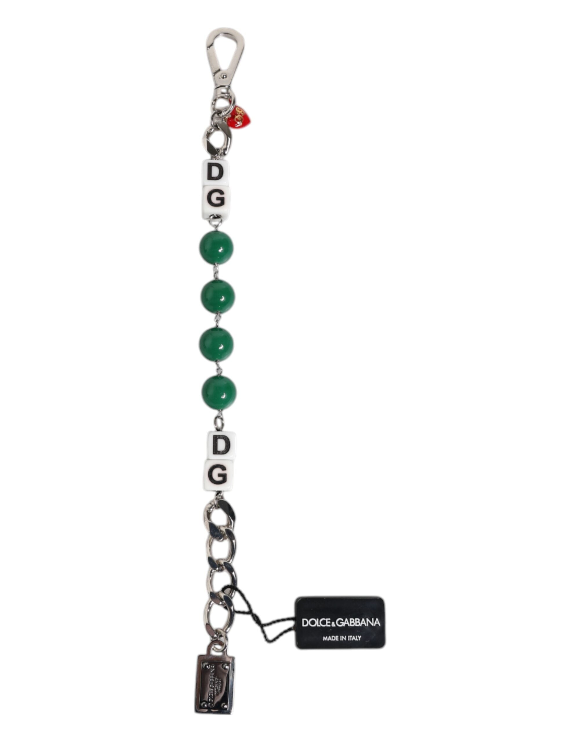 Silver Tone Brass Bead Dice Logo Embellish Charm Bracelet