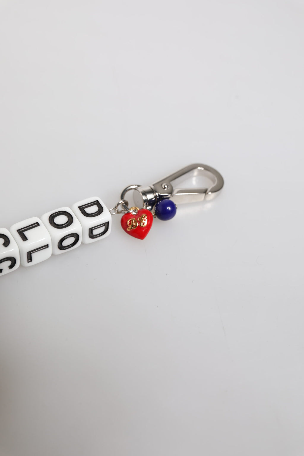 Silver Brass Chain Dice Logo Embellished Charm Bracelet