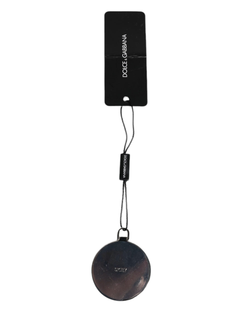 Pink Calfskin Leather Round Logo Hand Mirror Holder