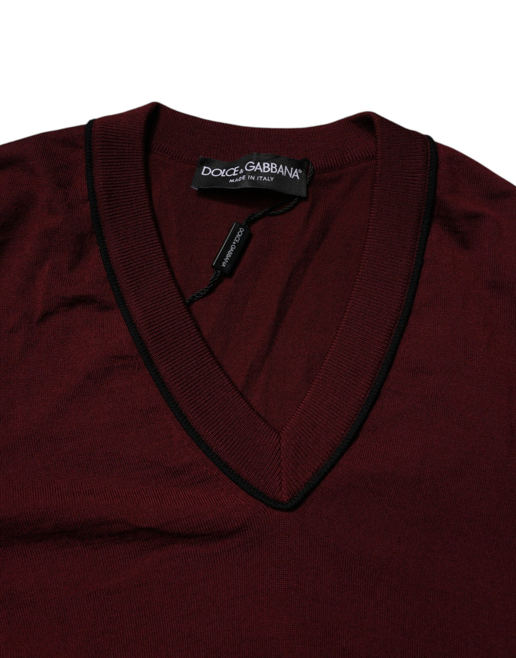 Maroon Cashmere V-neck Men Pullover Sweater