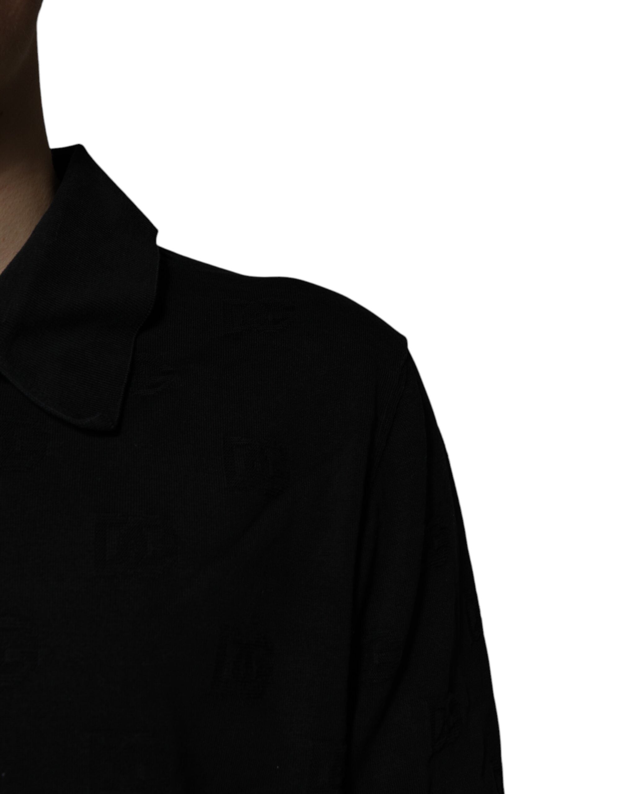 Black Silk Collared Polo T-shirt