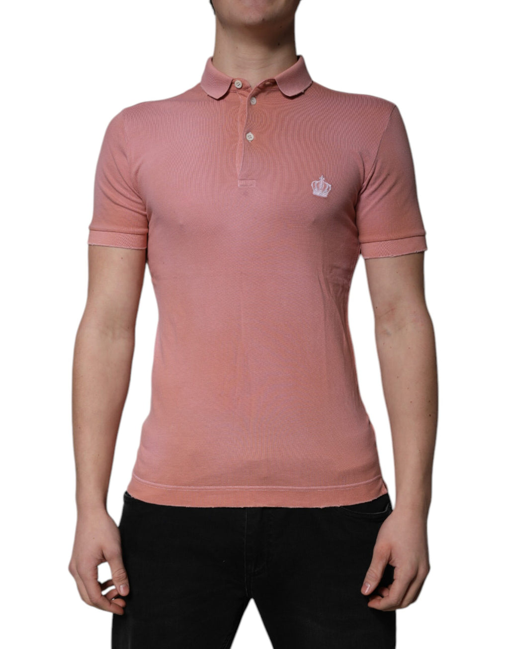 Pink Cotton Crown Collared Polo T-shirt