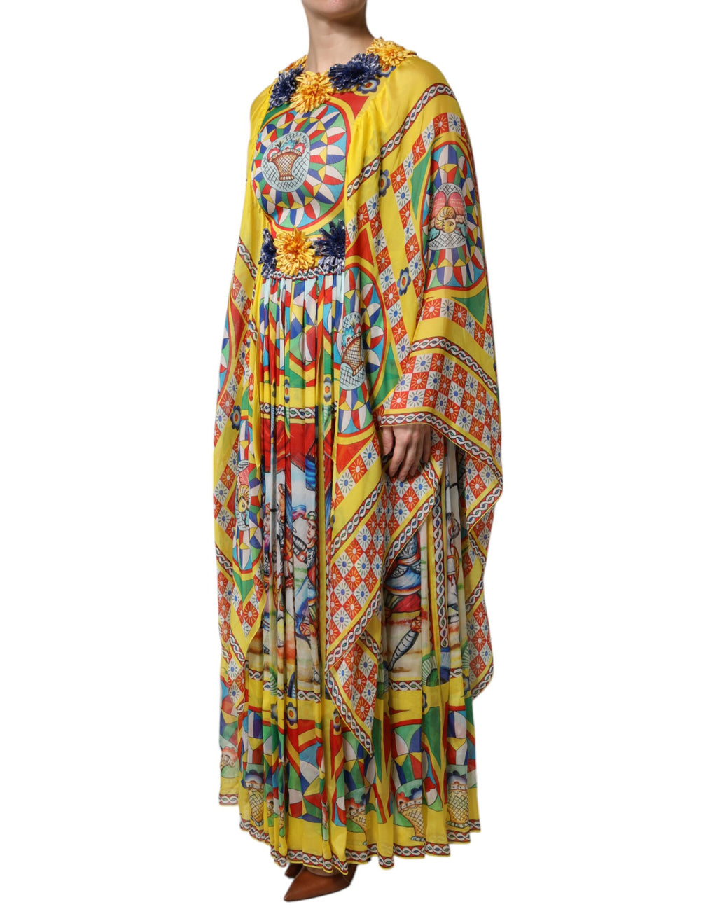 Multicolour Carretto Print Kaftan Twill Dress