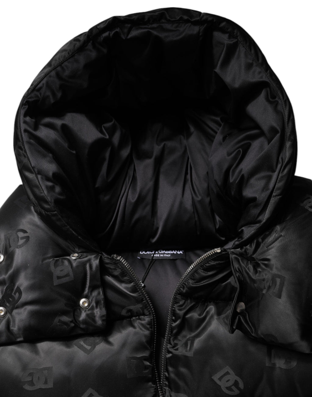 Black Padded Puffer Hooded Full Zip Cropped Jacket