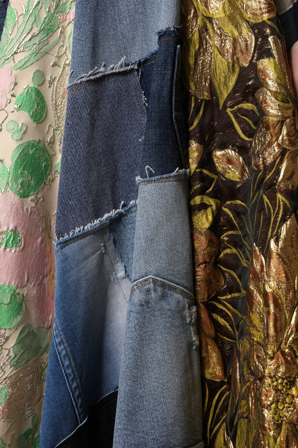 Multicolor Patchwork High Waisted Midi Skirt